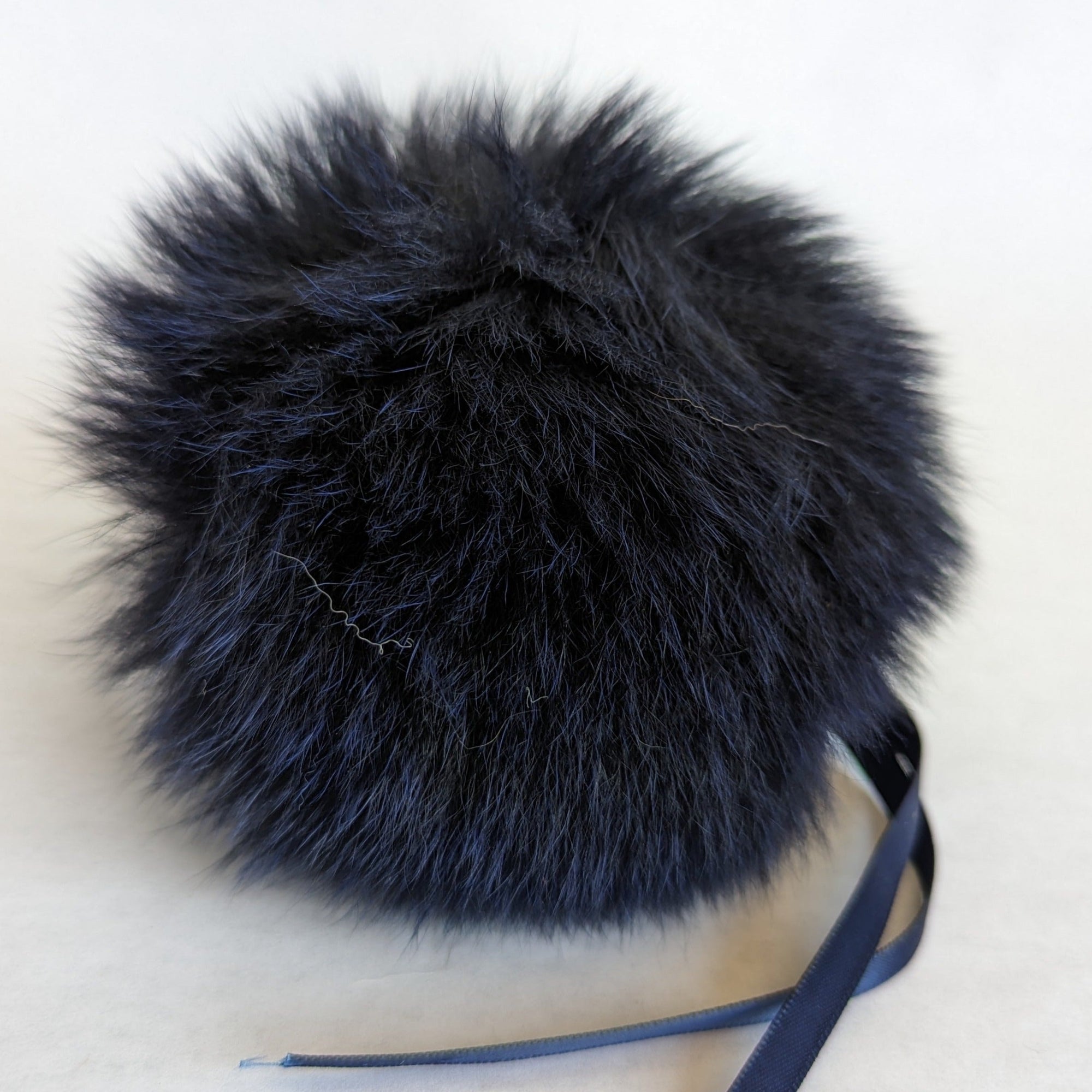 fox fur pom navy