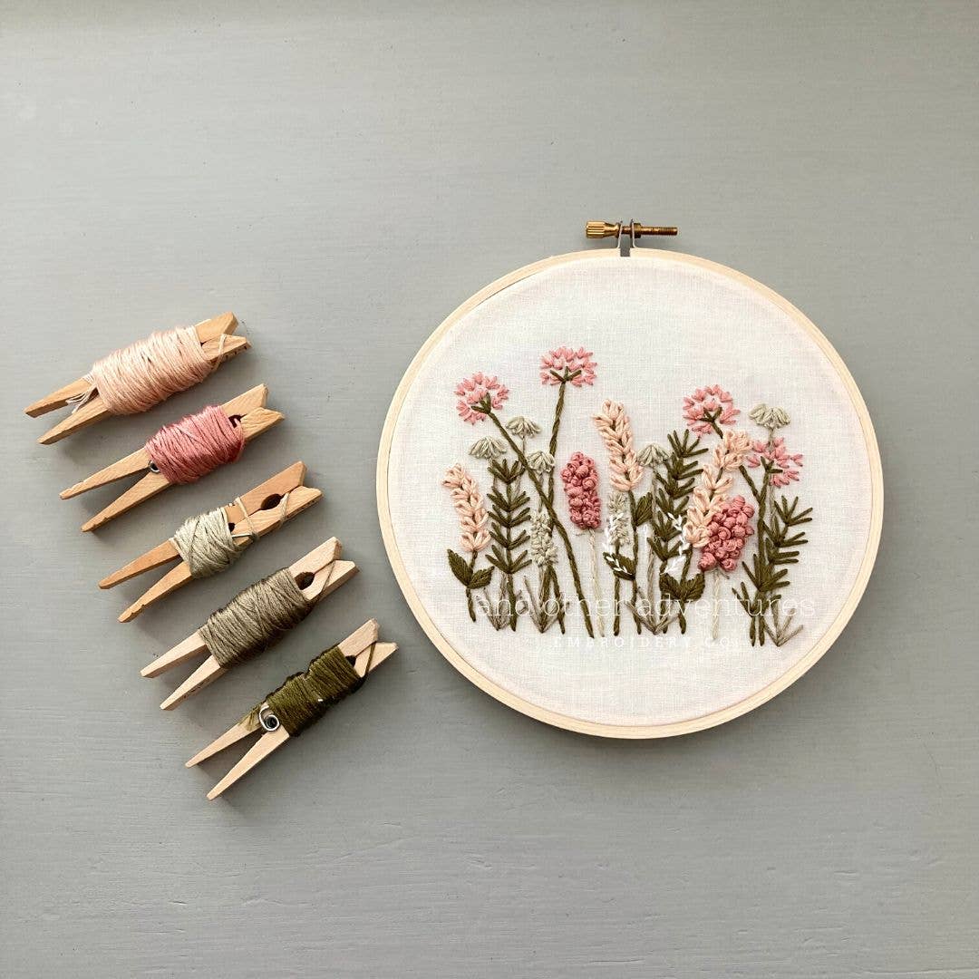 Hand Embroidery Kit - Meadow in Blush & Olive