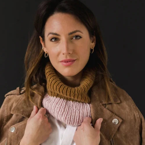 cognac and blush cashmere cowl kit