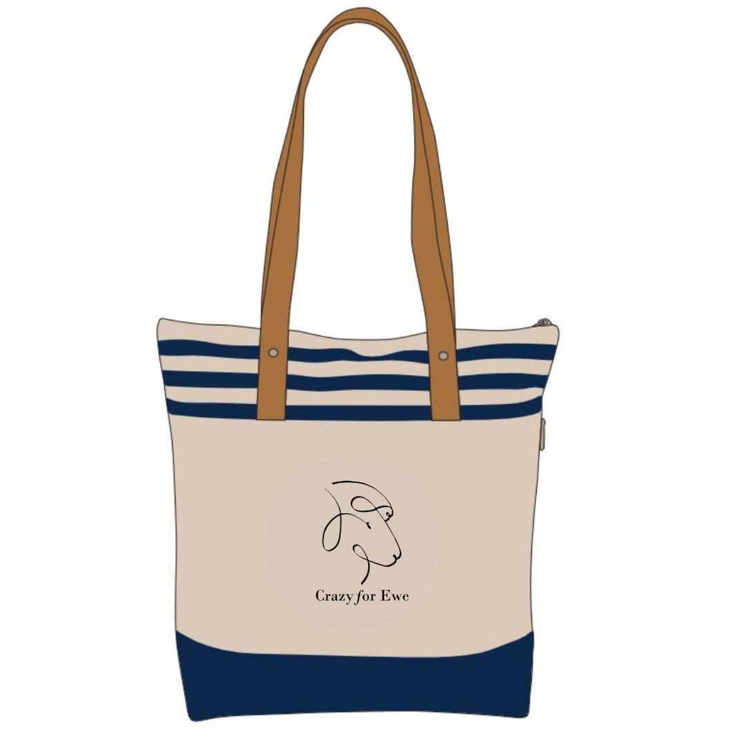 CFE Striped Canvas Logo Tote